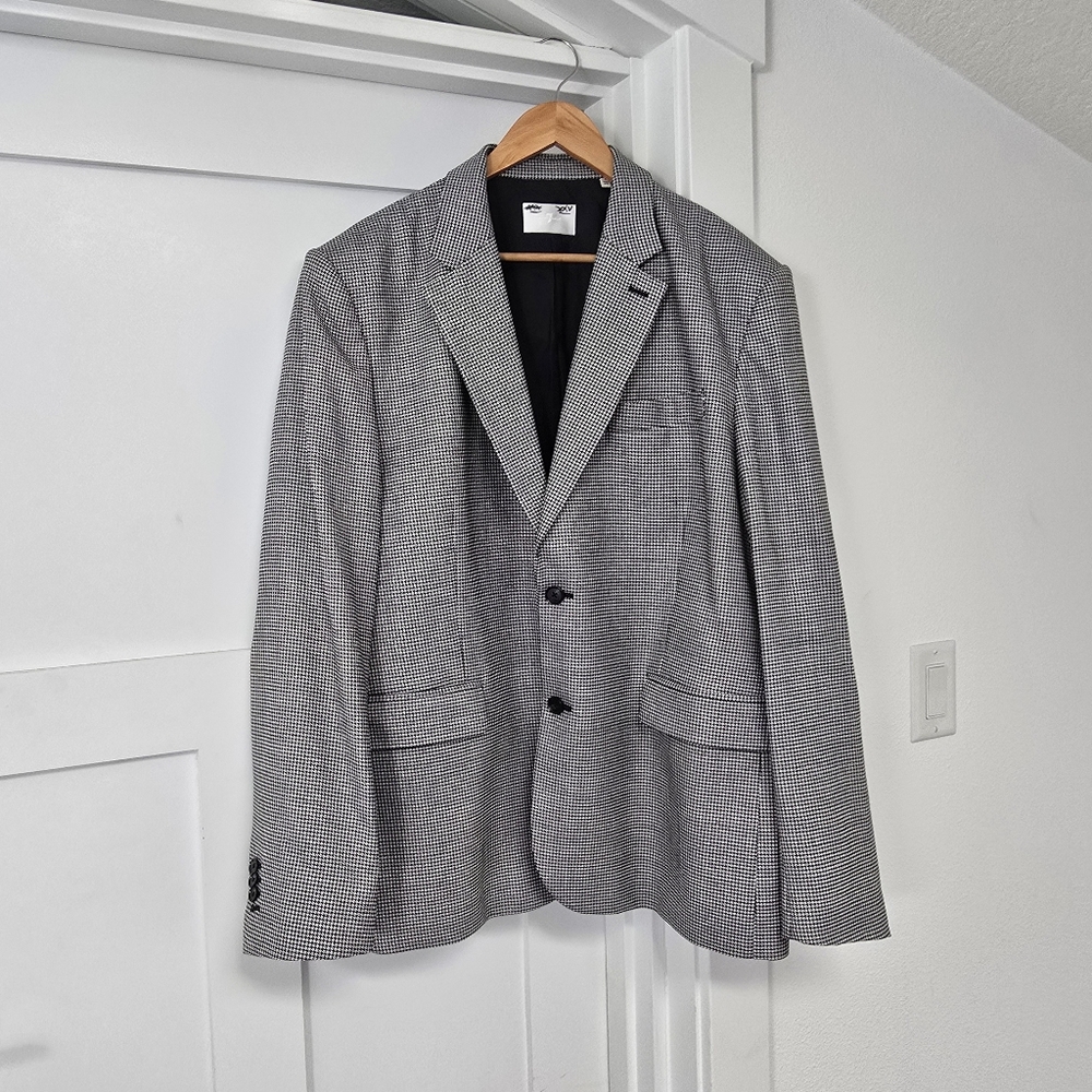 7 For All Mankind Houndstooth Wool Blend Blazer Sport Coat